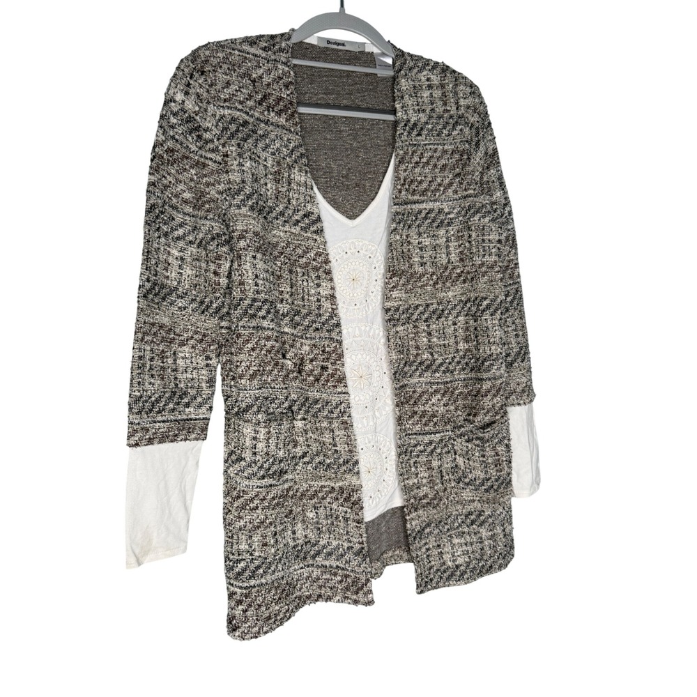 Desigual layered cardigan sweater top boho chic